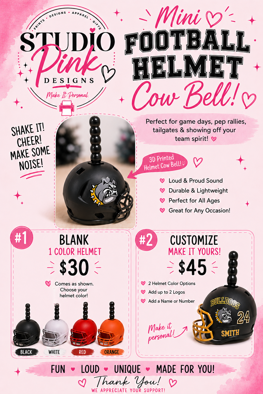 Football Helmet Cowbell